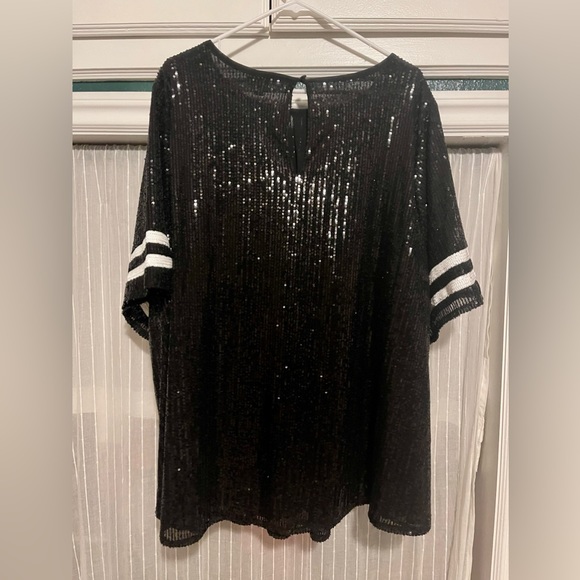 Abbey Blouse - Sequin Football Stripe Black - Picture 3 of 6